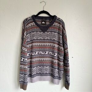 Quiksilver Men's Fall Preppy Gray Blue Brown Crewneck Sweater Size Medium EUC